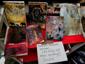 Books on a table