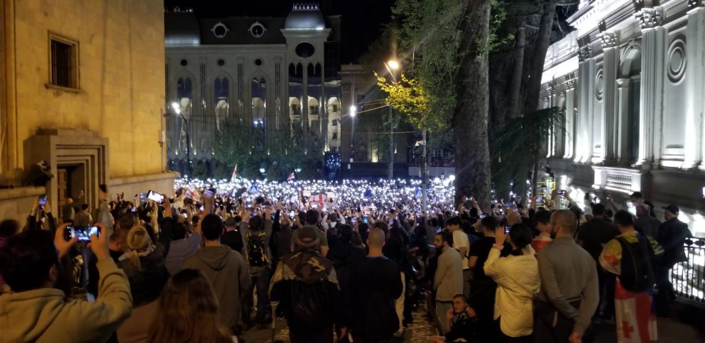 demonstators in Tbilisi
