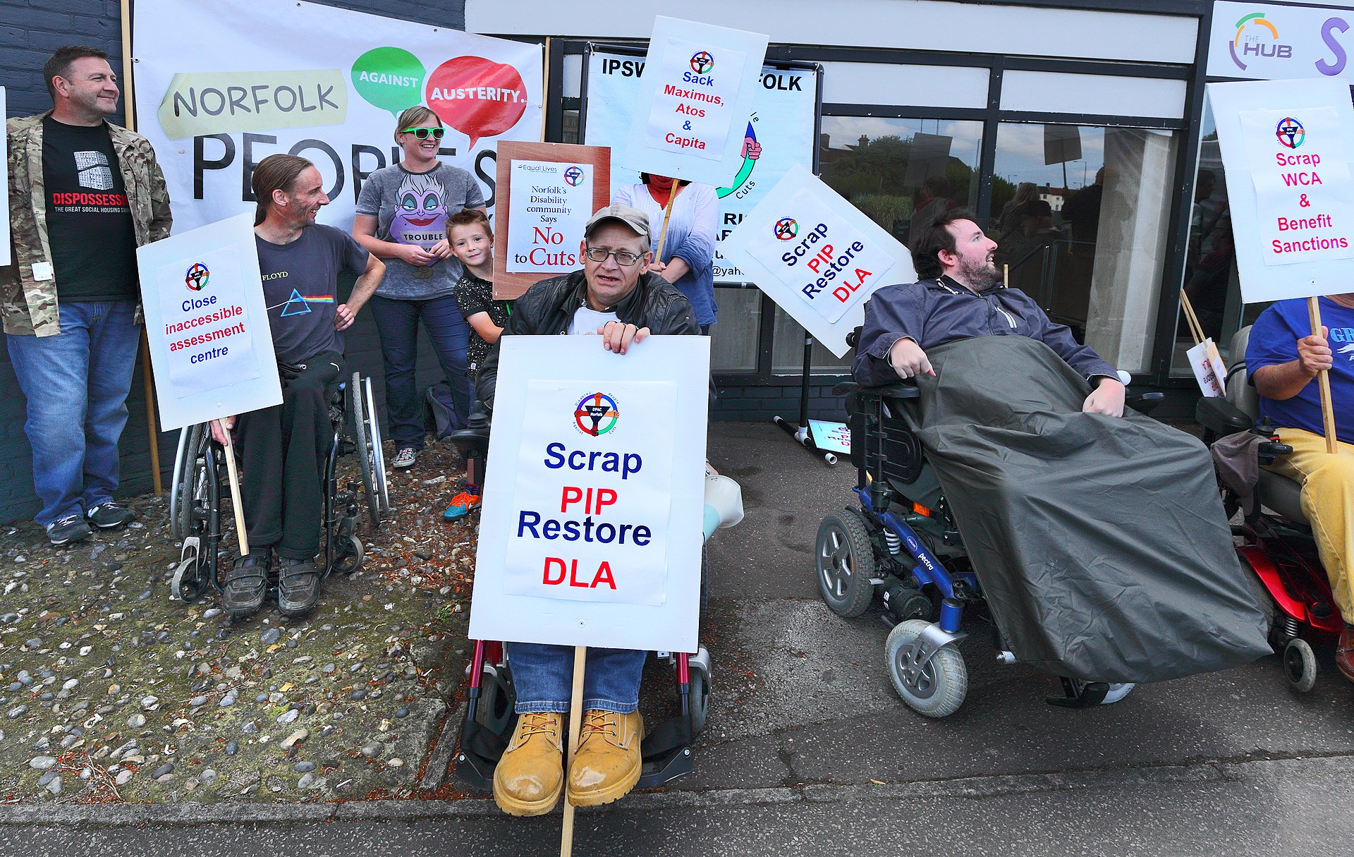 Norwich disability protest outside St Marys House, July 2016